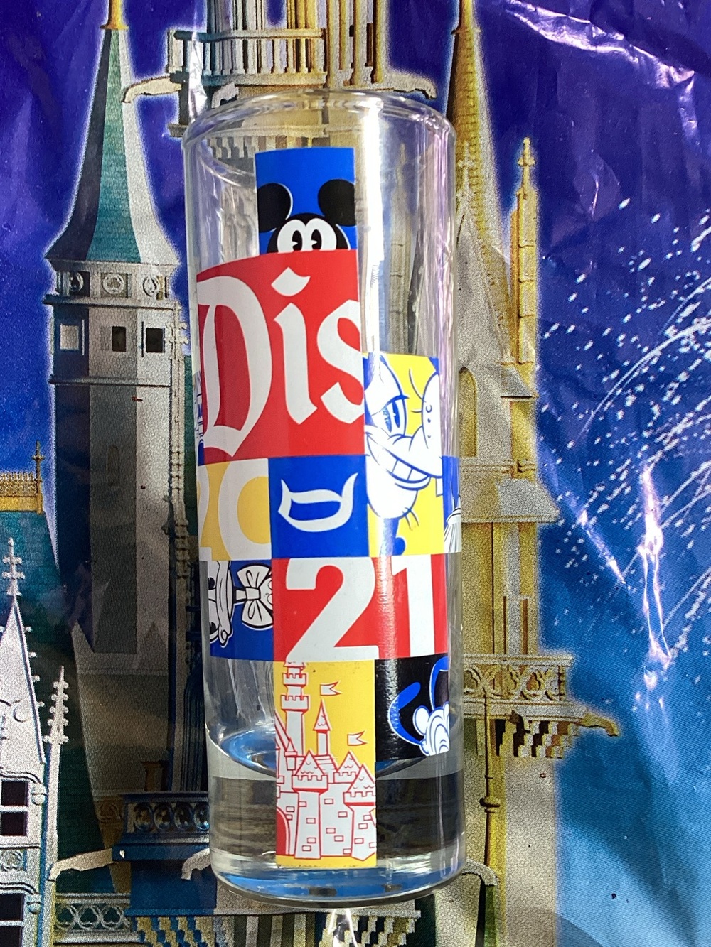 Disney Color-Block Glass Tumbler - Blue, Red, Yellow